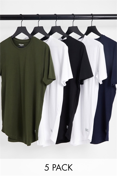 Футболка с круглым вырезом и удлиненным подолом, 5 штук в упаковке артикул 119554131