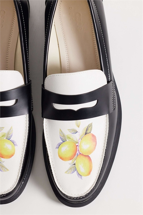 Двухцветные лоферы с рисунком в виде лимона артикул 154053760