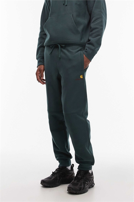 Джоггеры с манжетами и американским принтом артикул 153249894