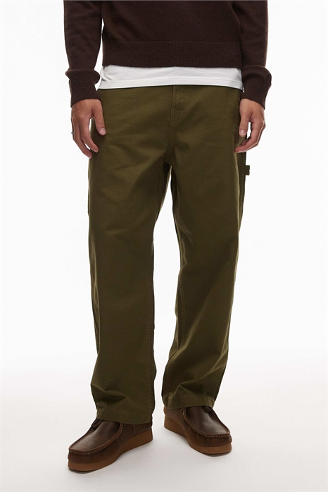 Брюки-карпентер из плотной парусины свободного кроя с карманами артикул 148892011