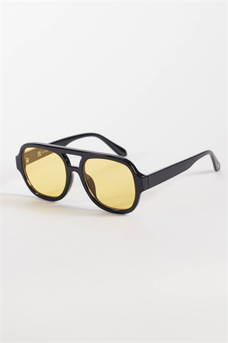 Универсальные солнцезащитные очки в стиле «авиатор» с желтыми стеклами артикул 153192943