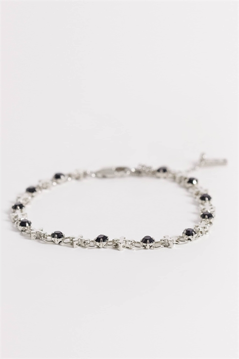 Браслет из чёрного камня с переплетёнными цепочками артикул 155391425