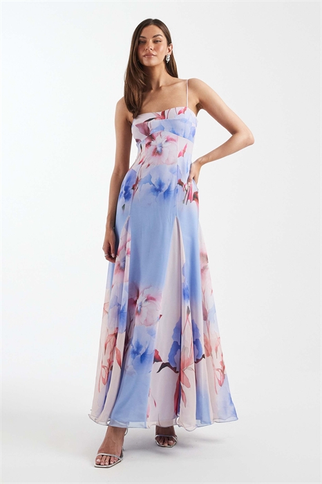 ASOS DESIGN — Макси-платье из шифона с бретелями для высоких девушек и глубокими годетами артикул 151960409