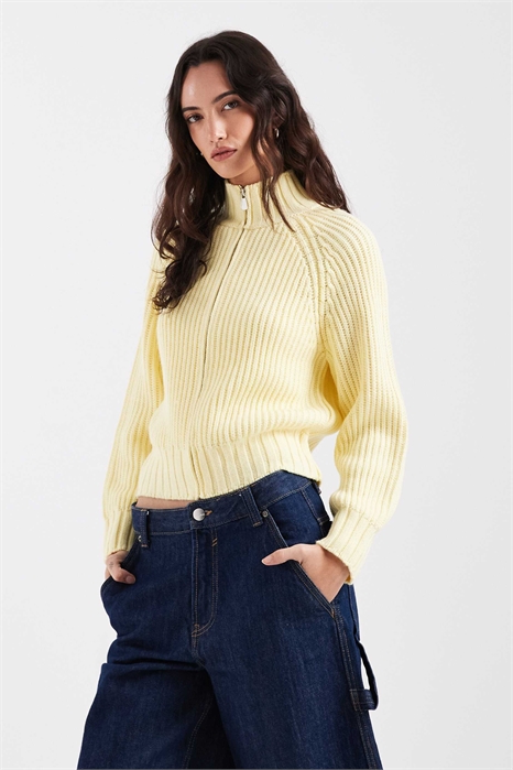 Свитер с воротником-воронкой, связанный из трикотажа, с застежкой-молнией артикул 155863237