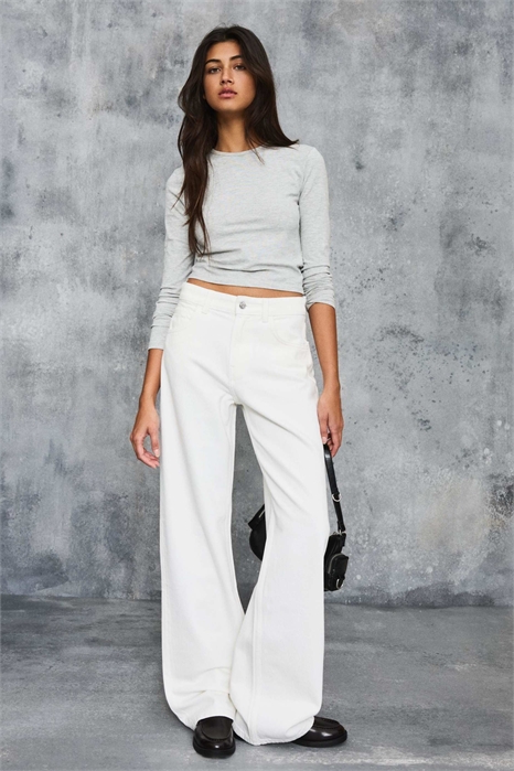 Джинсы прямого кроя с широкими брючинами артикул 155806865