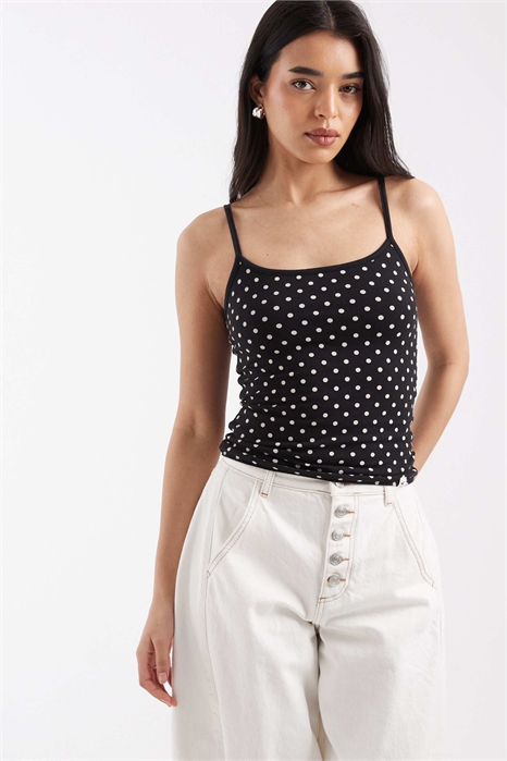 Двусторонняя майка в черную горошку артикул 155650486