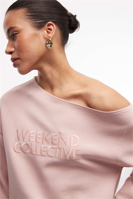 Свитшот Weekend Collective с открытыми плечами из интерлока в темно-розовом цвете артикул 151265484