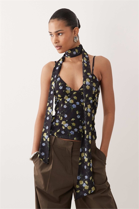 Топ-ками из печатной сетки с элементами в виде шарфа артикул 155772375