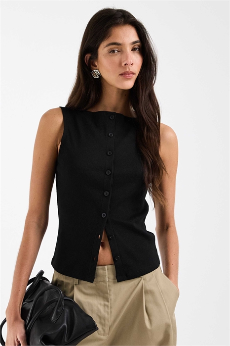 Топ с пуговицами и лодочным вырезом артикул 152151713