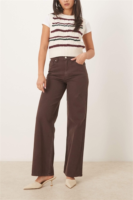 Джинсы «папа» с широкими брючинами артикул 151528849