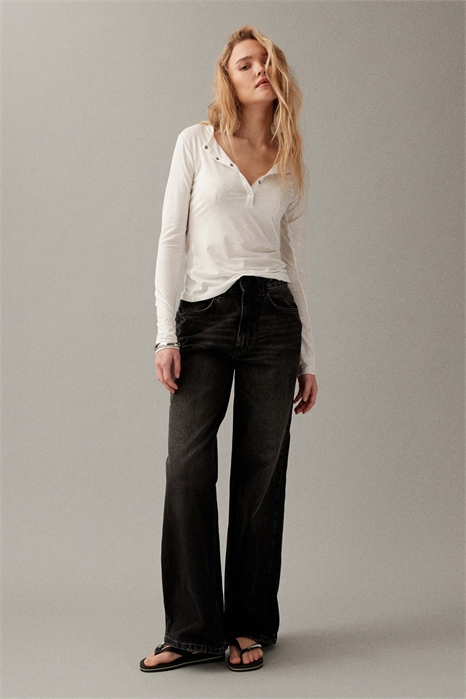 Джинсы «папа» с широкими брючинами артикул 152833243