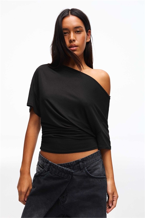 Футболка с коротким рукавом и асимметричным принтом артикул 155445496