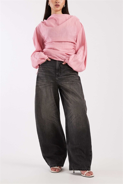 Джинсы с высокой талией и широкими брючинами артикул 149041101