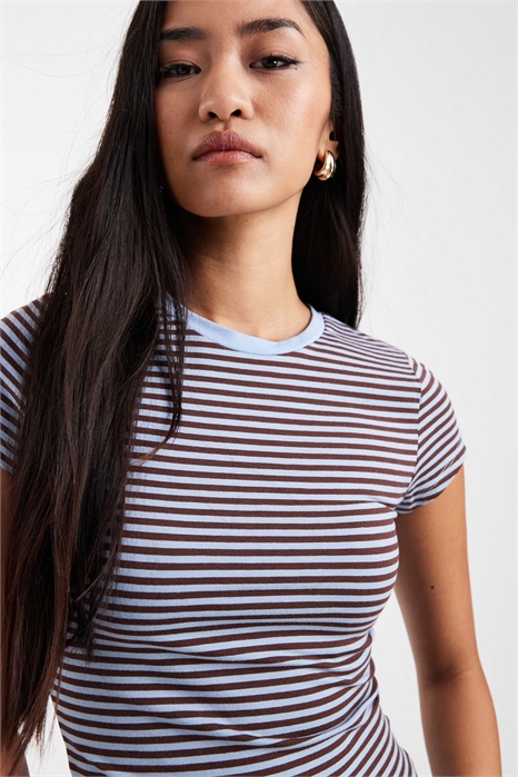Футболка с круглым вырезом и полосками артикул 153907966