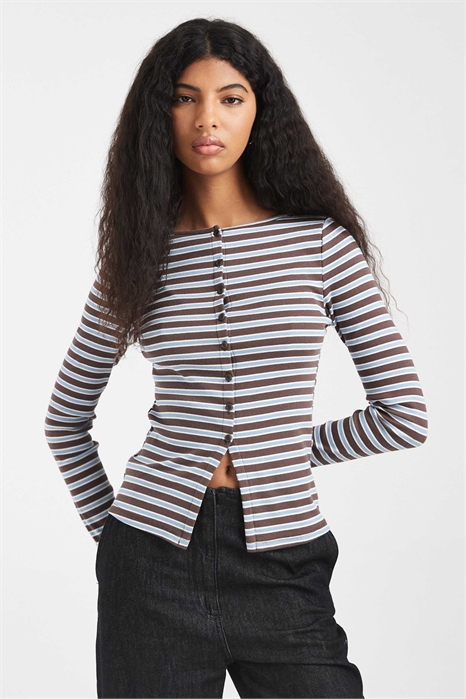Кардиган на пуговицах с полосками артикул 154236596