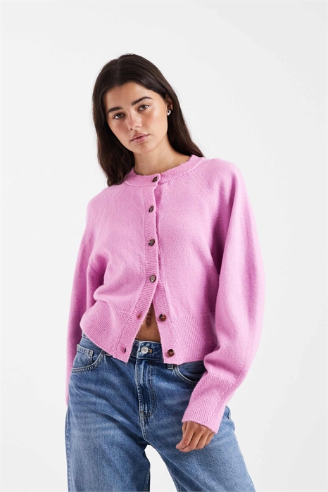 Кардиган с круглым вырезом и рукавами реглан артикул 154396443