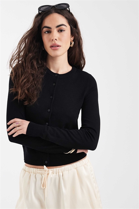 Кардиган с круглым вырезом из тонкой пряжи артикул 155323023