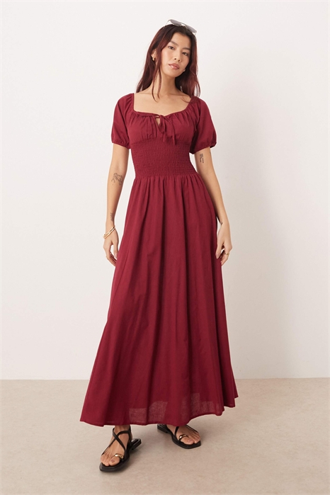 Пляжное платье макси с рукавами-буф и завязками спереди от Esmee артикул 152349059