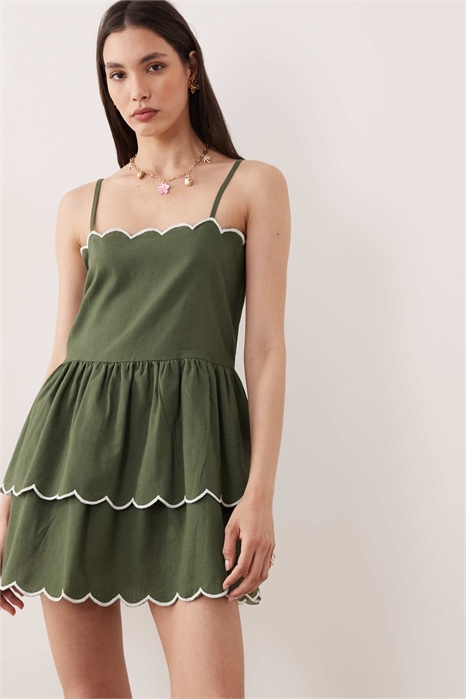 Мини-платье Esmee с воланами и кремовой оборкой артикул 152349078