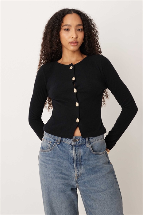 Кардиган супермягкой ткани с облегающим кроем и золотыми пуговицами артикул 151958054