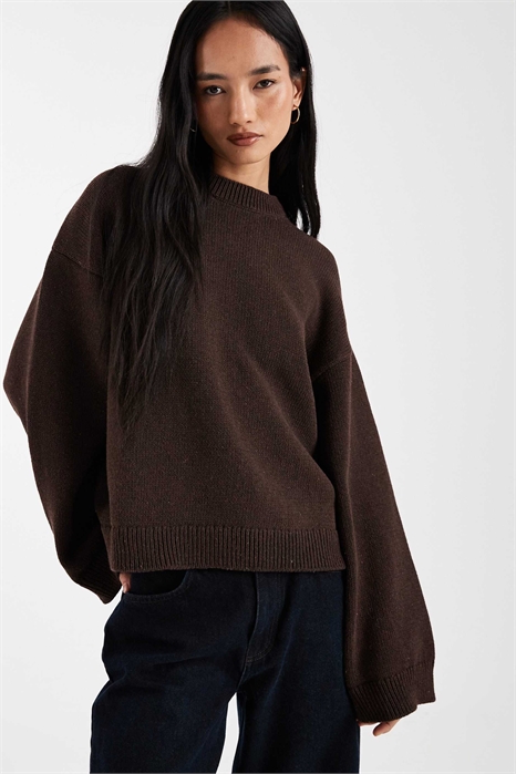 Свитер из хлопковой смеси с широкими рукавами артикул 155052208