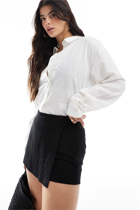 Юбка-шорты с эффектом льна артикул 140594768