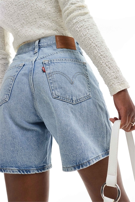 Джинсовые шорты свободного кроя с высокой талией артикул 134157980