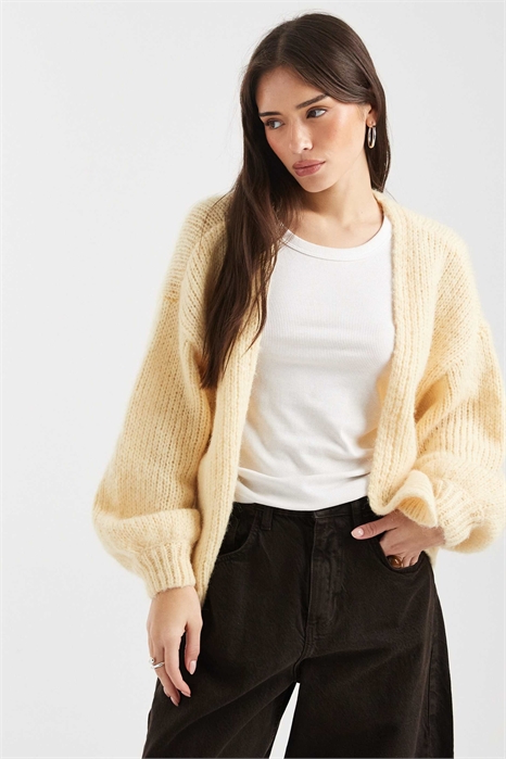 Мягкий кардиган с рукавами-блузонами, скроенный по всей длине артикул 153084228