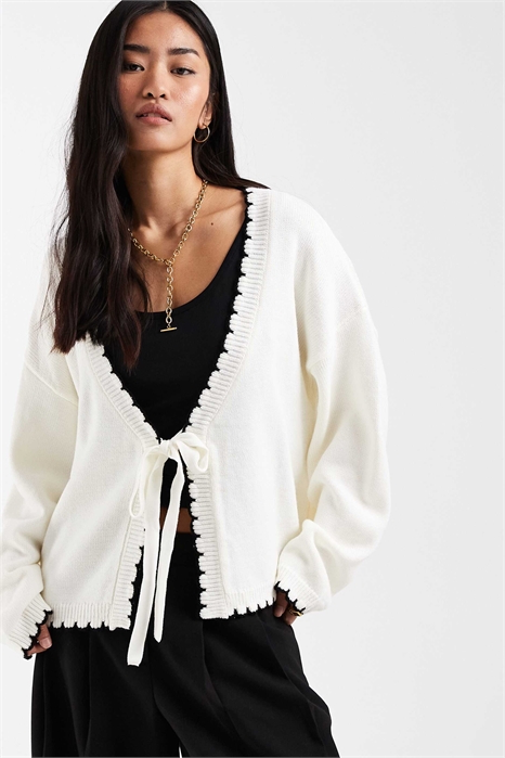 Кардиган с завязками и отделкой «одеяльным» стежком артикул 155423852