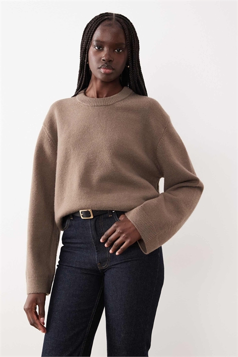 Трикотажный свитер с круглым вырезом и широкими рукавами артикул 151526302