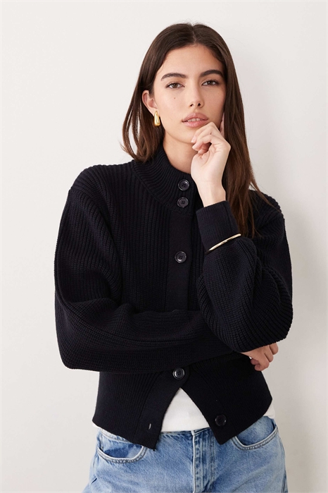 Вязаный кардиган с воротником-воронкой артикул 155844522