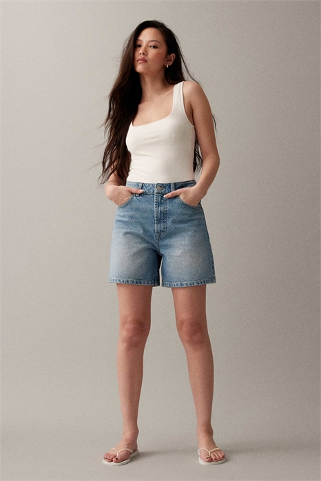 Джинсовые шорты в стиле «дэд-шорт» артикул 153818926