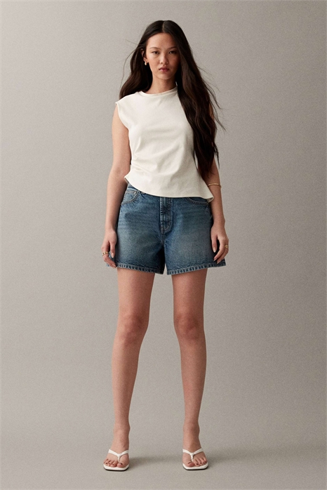 Джинсовые брюки укороченного кроя артикул 153818434