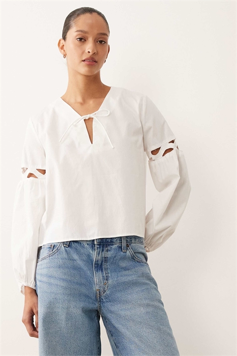 Блузка с буфчатыми рукавами для подростков артикул 155443231