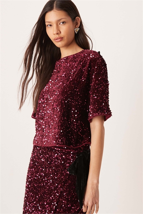 Фланелевая футболка с короткими рукавами и пайетками co-ord артикул 148927477