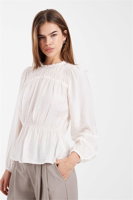 Блузка с растяжкой и круглым вырезом артикул 152320245