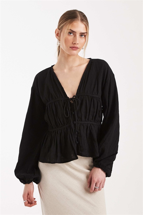 Блуза с длинными рукавами и застежкой на пуговицах спереди артикул 152232308