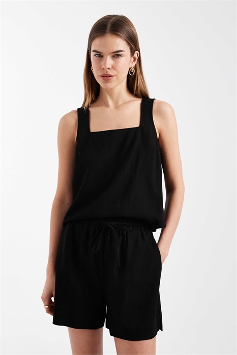 Шорты-папэрбэг с поясом на завязках и эффектом льна co-ord артикул 154693186