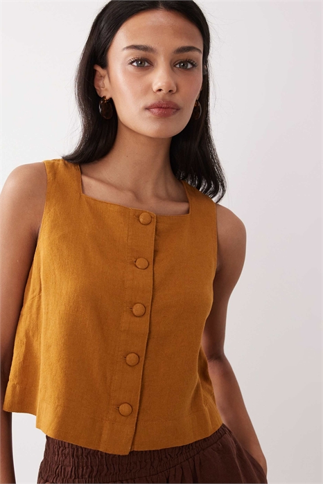 Топ из смешанного льна с пуговицами спереди от Sammie co-ord артикул 153976904