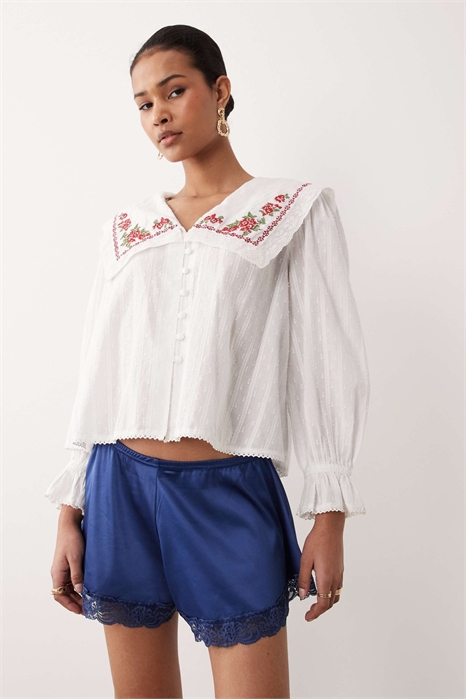 Блузка с вышитым узором «Элоиз» артикул 154033272