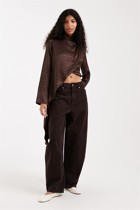 Асимметричный топ-накидка из сатина артикул 155312062