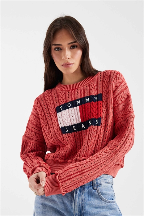 Свитер с логотипом в виде флага и узором «коса» артикул 154158758