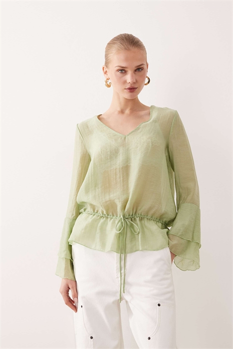 Топ с расклешенными рукавами и V-образным вырезом артикул 153053753