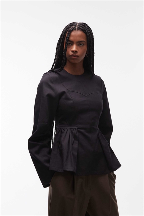 Топ с длинными рукавами и баской артикул 153891691