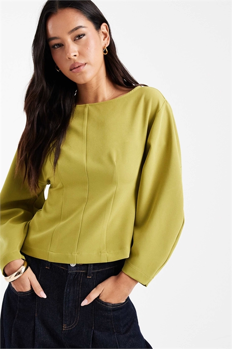 Топ с косым вырезом и длинными рукавами артикул 152384842