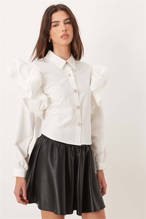 Рубашка с объемными оборками на плечах от Afterglow артикул 154902727