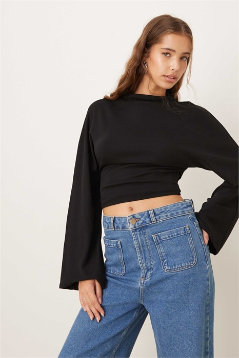 Топ с завязками на спине и длинными рукавами артикул 152588832