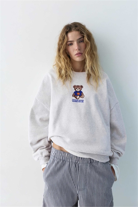 Свитшот с круглым вырезом с изображением медведя артикул 155969378