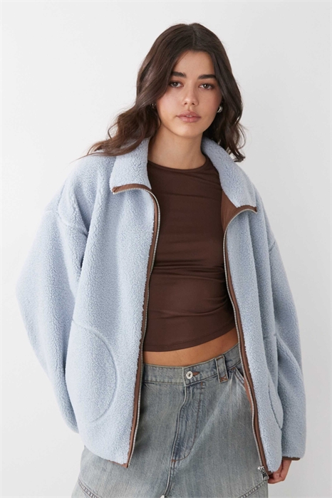 Флисовая кофта с длинными рукавами и контрастной молнией артикул 154322663