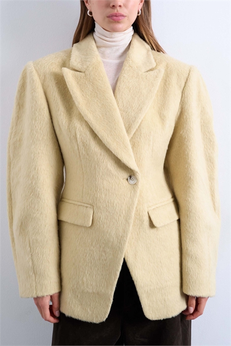 Блейзер-пальто овальной формы с ворсованной отделкой и затягивающейся талией артикул 149657099